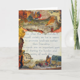 Vrienden Vlinders Bloemen Gemengde Media Collage Kaart