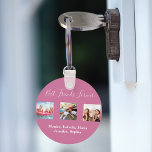 Vrienden voor altijd BFF foto's donkerroze Sleutelhanger<br><div class="desc">Een cadeau voor je beste vriend(en) voor verjaardagen,  Kerstmis of een speciale gebeurtenis. Witte tekst: Beste vrienden Forever,  geschreven met een trendy hand lettered stijlmanuscript. Pas uw eigen foto's en namen aan en gebruik ze. Een donkerroze kleur achtergrond.</div>