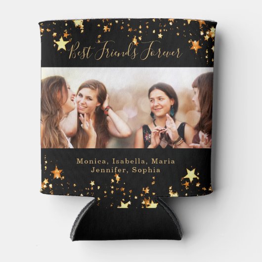 Vrienden voor altijd BFF zwart goud foto Blikjeskoeler (Voorkant)