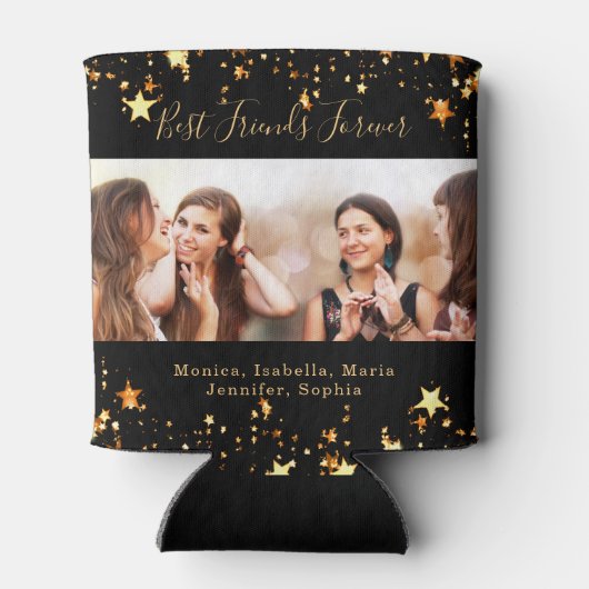 Vrienden voor altijd BFF zwart goud foto Blikjeskoeler (Achterkant)