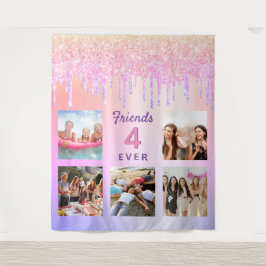 Vrienden voor altijd blozend roze paarse druppels  wandkleed