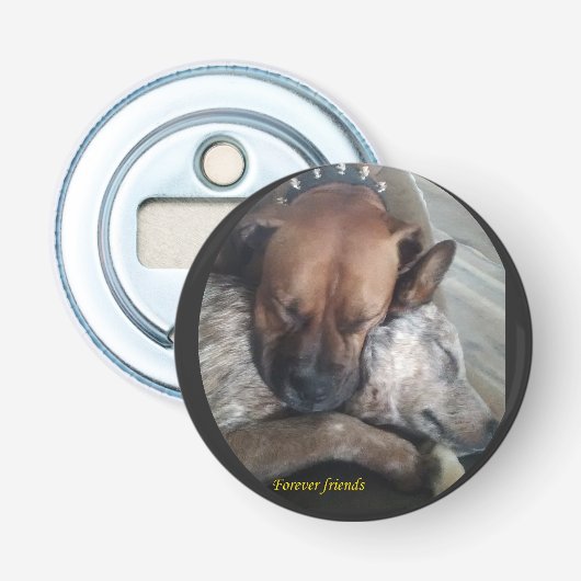 Vrienden voor altijd button flesopener (Voorkant)