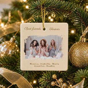 Vrienden voor altijd foto champagne Kerstmis Keramisch Ornament
