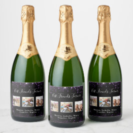 Vrienden voor altijd foto zwart paarse glitters sparkling wijnetiket