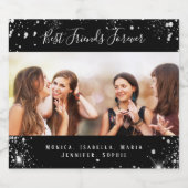 Vrienden voor altijd foto zwart zilver glitters sparkling wijnetiket (Enkel label)