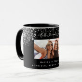 Vrienden voor altijd foto zwarte zilveren glitter mok (Voorkant links)