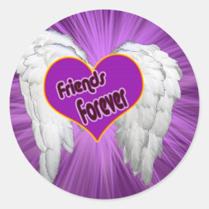 Vrienden voor altijd hart met vleugels ronde sticker
