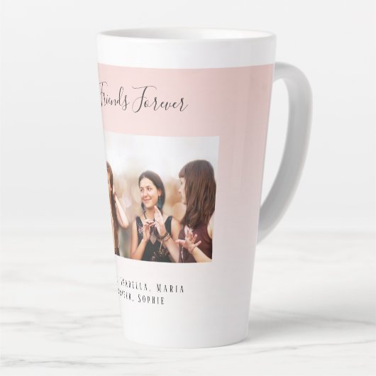 Vrienden voor altijd lichtroze foto latte mok (Rechterhoek)