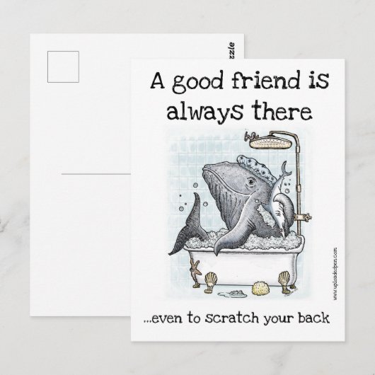 Vrienden voor altijd met een grappige walviskaart briefkaart (Voorkant / Achterkant)