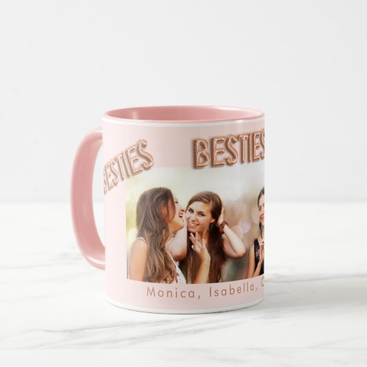 Vrienden voor altijd met roze bessen BFF foto Mok (Voorkant links)