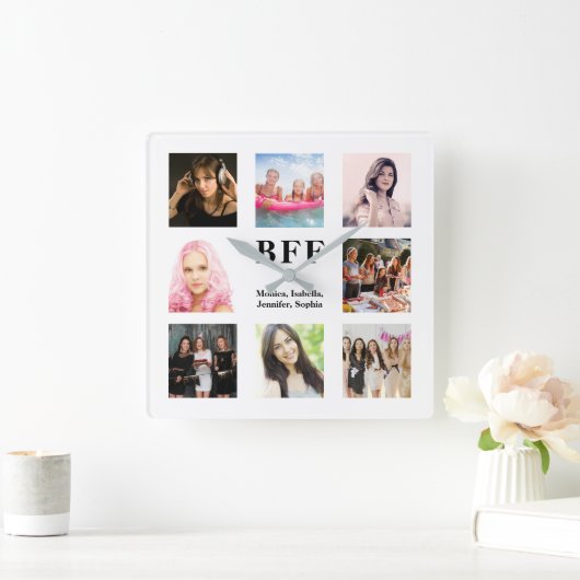 Vrienden voor altijd met witte foto vierkante klok (Huis)