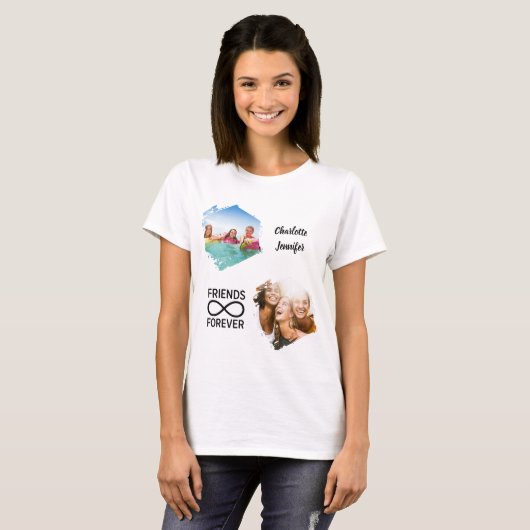 Vrienden voor altijd oneindige foto namen t-shirt (Voorkant volledig)
