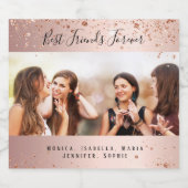 Vrienden voor altijd roze gouden fotonamen sparkling wijnetiket (Enkel label)