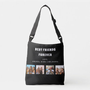 Vrienden voor altijd zwarte witte foto-collage nam crossbody tas