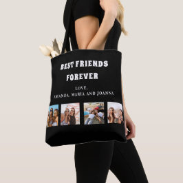 Vrienden voor altijd zwarte witte foto-collage nam tote bag