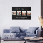 Vrienden voor altijd zwarte witte fotonamen imitatie canvas print<br><div class="desc">Een cadeau voor je beste vriend(en) voor verjaardagen,  Kerstmis of een speciale gebeurtenis. Witte tekst: Beste vrienden Forever,  geschreven met een trendy hand lettered stijlmanuscript. Pas uw eigen foto's en namen aan en gebruik ze. Een wit lijst rond de afbeeldingen. Een klassieke zwarte achtergrond.</div>