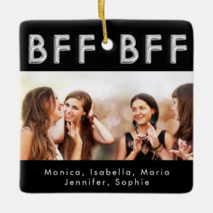 Vrienden voor altijd zwarte zilveren BFF foto Keramisch Ornament
