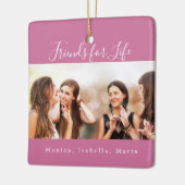 Vrienden voor het leven donkerroze fotonamen keepo keramisch ornament (Links)