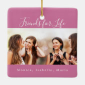 Vrienden voor het leven donkerroze fotonamen keepo keramisch ornament (Achterkant)
