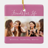 Vrienden voor het leven donkerroze fotonamen keepo keramisch ornament (Voorkant)