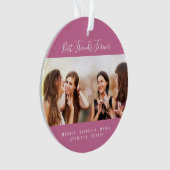 Vrienden voor het leven foto donkerroze namen keep ornament (voorkant)
