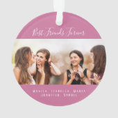 Vrienden voor het leven foto donkerroze namen keep ornament (achterkant)