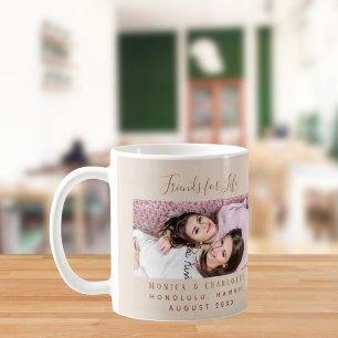 Vrienden voor het leven foto namen champagne beige koffiemok