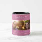 Vrienden voor het leven fotonamen donkerroze mok (Midden)