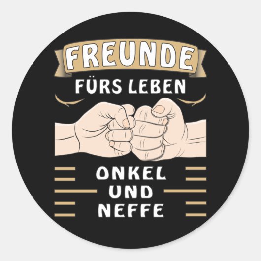 VRIENDEN VOOR HET LEVEN OOM EN NEEF RONDE STICKER (Voorkant)