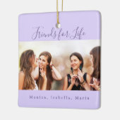 Vrienden voor het leven, violet foto namen keramisch ornament (Links)