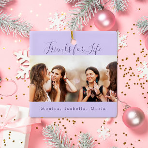 Vrienden voor het leven, violet foto namen keramisch ornament