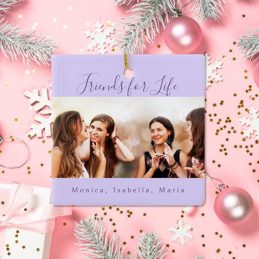 Vrienden voor het leven, violet foto namen keramisch ornament