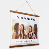 Vrienden voor levensfotonamen zwart wit hangend wandkleed (Gebogen)