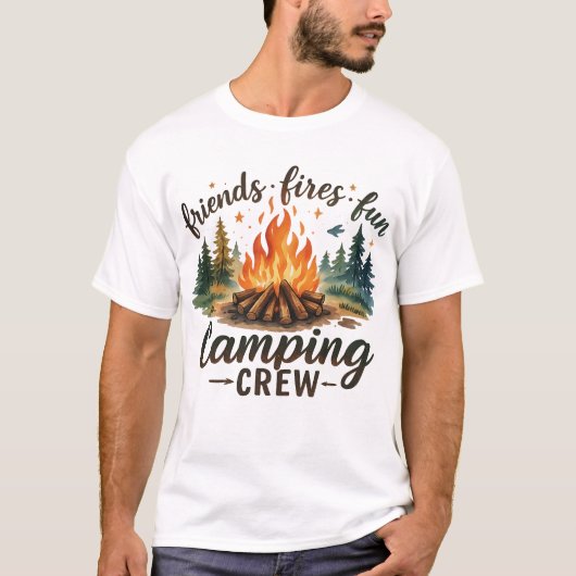 Vrienden vuren leuke camping t-shirt (Voorkant)