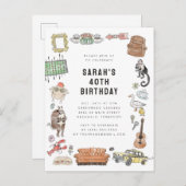 VRIENDEN™ Waterverf Iconen Verjaardag Briefkaart (Voorkant / Achterkant)