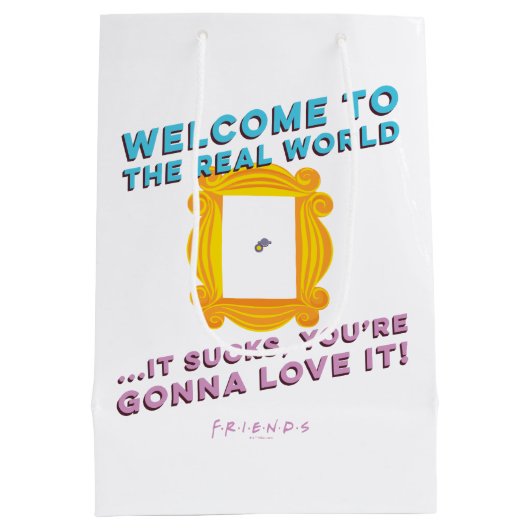VRIENDEN™ | Welkom in de echte wereld - Peephole Medium Cadeauzakje (Achterkant)