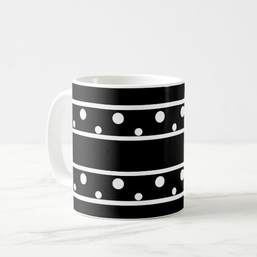 Vrienden Witte Polka Dots Zwart Koffiemok (Voorkant links)