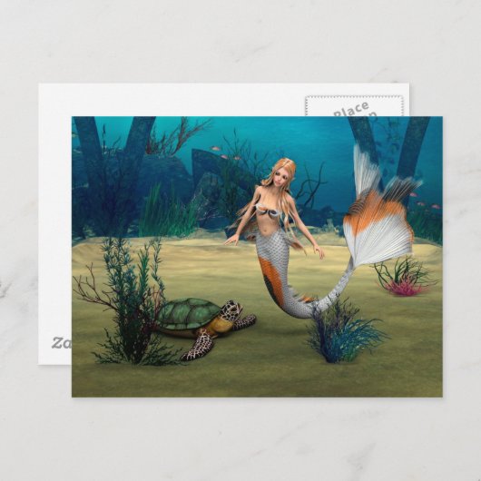 Vrienden Zeemeermin en Schildpad Briefkaart (Voorkant / Achterkant)
