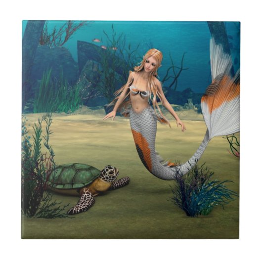 Vrienden Zeemeermin en Schildpad Tegeltje (Voorkant)