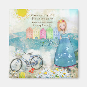 VRIENDEN ZIJN ALS ANGELS SQUARE MAGNET