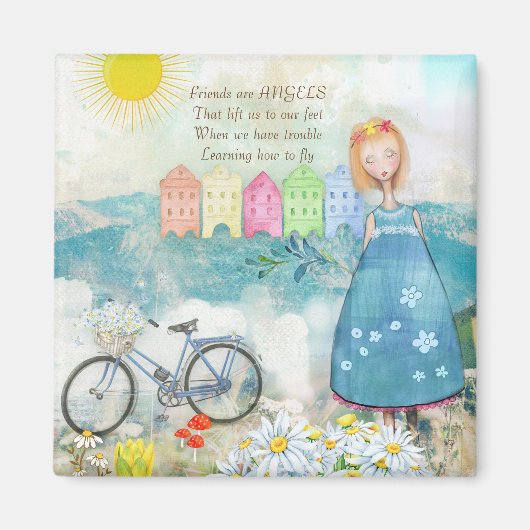 VRIENDEN ZIJN ALS ANGELS SQUARE MAGNET (Voorkant)