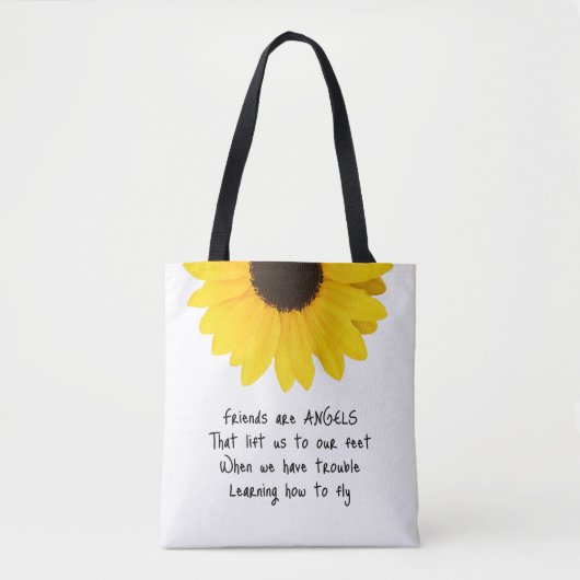 Vrienden zijn Angels Quote Initialen Sunflower Tote Bag (Voorkant)