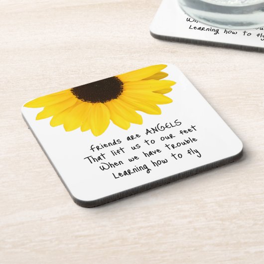 Vrienden zijn Angels Quote Sunflower Beverage Coas Bier Onderzetter (Linkerzijde)