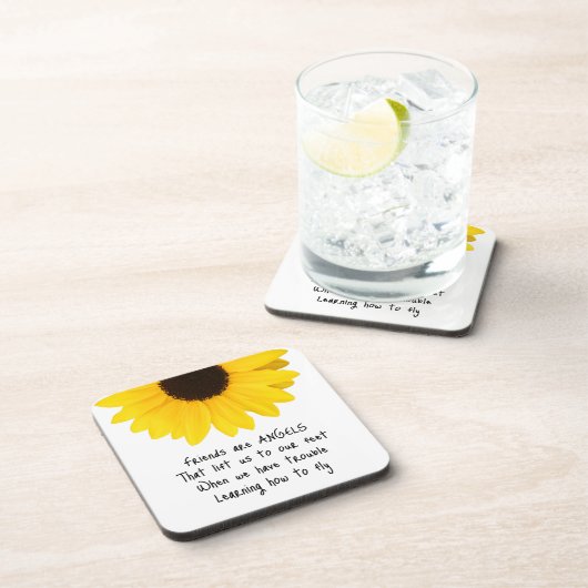 Vrienden zijn Angels Quote Sunflower Beverage Coas Bier Onderzetter (Rechterzijde)