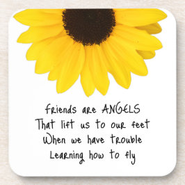 Vrienden zijn Angels Quote Sunflower Beverage Coas Bier Onderzetter