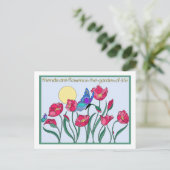Vrienden zijn bloemen in de tuin van het leven briefkaart (Staand voorkant)