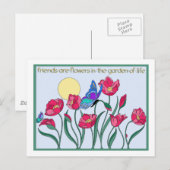 Vrienden zijn bloemen in de tuin van het leven briefkaart (Voorkant / Achterkant)