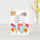 Vrienden zijn de zon van het leven Wenskaart Kaart (Gele Bloem)