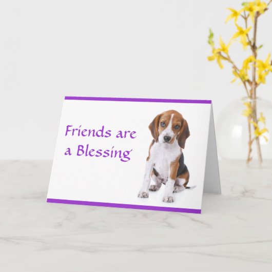 Vrienden zijn een Blessing Beagle Puppy Dog Kaart (Gele Bloem)