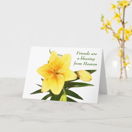 Vrienden zijn een 'Blessing Yellow Day Lily Card' Kaart (Gele Bloem)